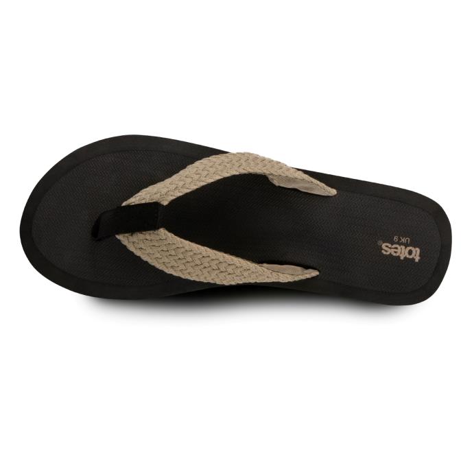 totes® Mens Plait Toe Post Sandal Black Extra Image 3